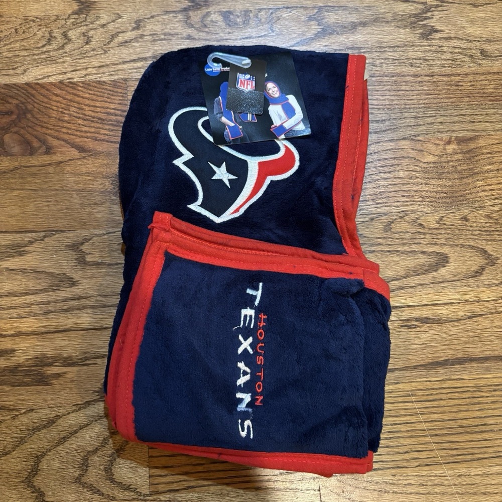 Houston Texans NFL ultra fleece hoodie scarf‎ One Size New With Tags Blue Red